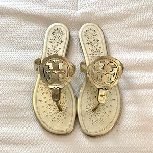 Tory Burch gold Miller scallop sandals 9.5